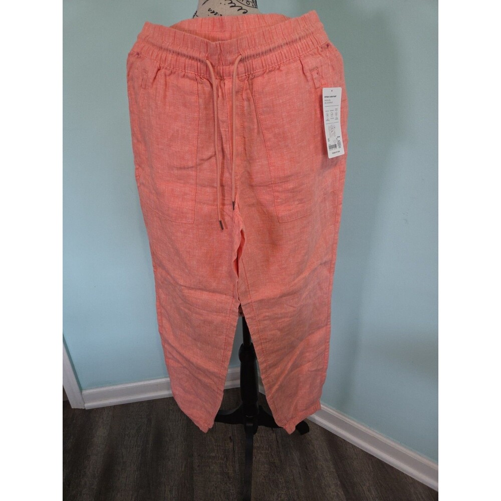 Athleta Retreat Linen Wide Leg Pants 4 Pull On Pockets Lightweight new with tags